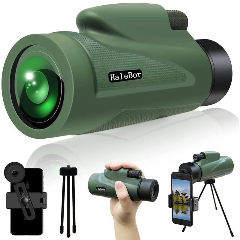 Large field of view 12X50 monocular outdoor camping travel hunting HD FMC telescope with tripod mobile phone holder bird watching