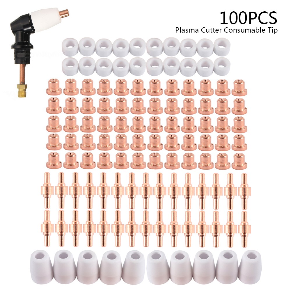 100pcs Plasma Cutter Electrode And Nozzle Kit Consumable Accessories For PT31 CUT 40 50 Plasma Cutter Welding Tools