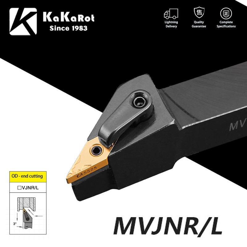 Kakarot External Turning Tool Holder MVJNR2020K16 MVJNR1616K16 MVJNR2525M16 VNMG160408 Carbide Inserts MVJNR Lathe Cutting Tools