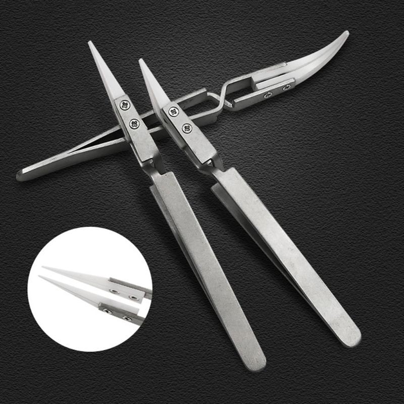 Stainless Steel Ceramic Tweezers, Magnetic Acid Resistant Tweezers, Precision Clamp, Contrasting Conical Elbow, Direct Connection