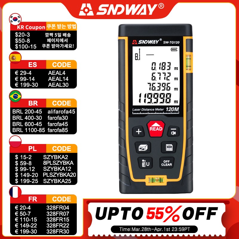 SNDWAY Laser Rangefinder 120m 100m 70m 50m 40m Digital Laser Distance Meter Laser Range Finder Tape Distance Meter Test Tools