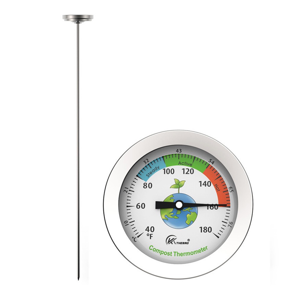 50cm Compost Soil Tester Meter Measurement Probe Stainless Steel Thermometer Temperature Monitor for Garden Lawn Plant Pot