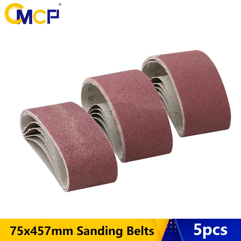 CMCP 75x457mm Sanding Belts 5pcs Zirconium Sanding Grit Set 40/60/80/120 Sander Grinding Polishing Tools