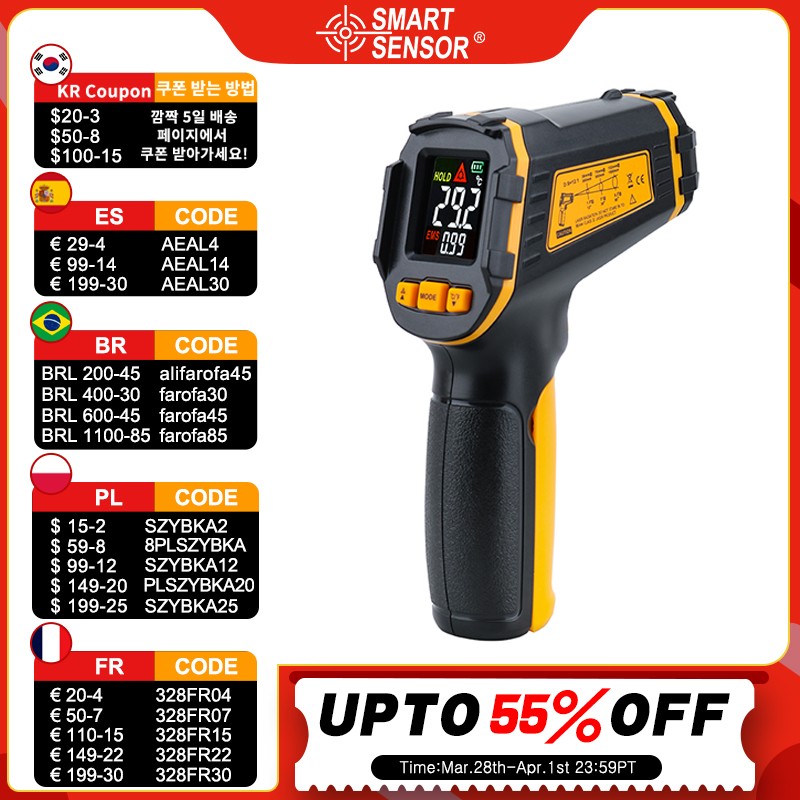 Digital thermometer without touch, laser hygrometer, IR termometro, LCD light indicator