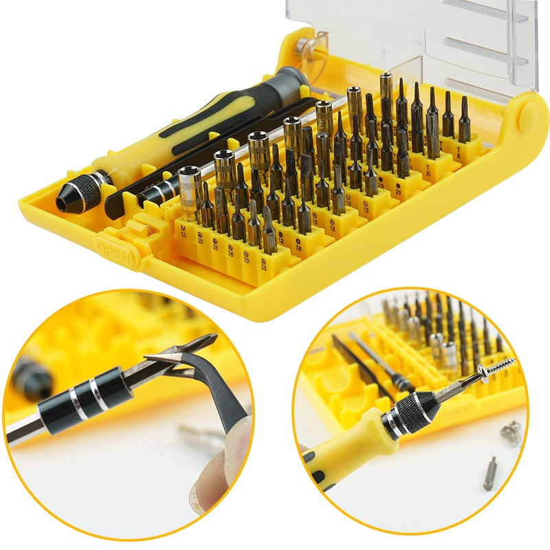 Precision Magnetic Screwdriver Set, 45 in 1, Tools With Tweezers