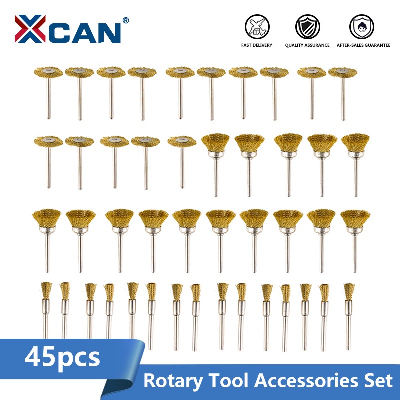 XCAN 45Pcs Metal Polishing Tool Kit Steel Wire Brush Disc Polishing Wheels For Dremel Rotary Tool Acceossires