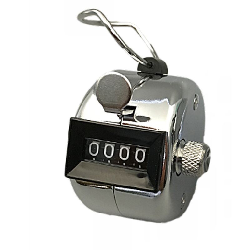 Stainless Steel Hand Recorder Counter 4 Digit Mechanical Clicker With Finger Ring M19 20 Dropship