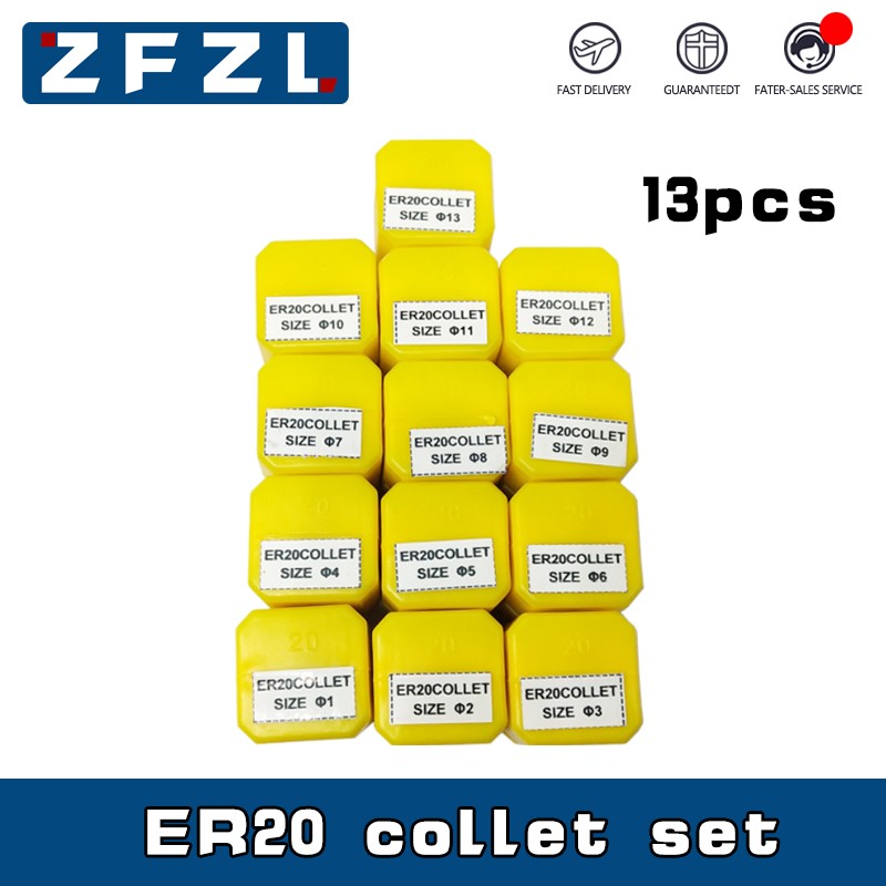 13pcs ER20 collet chuck 1-13mm high precision spindle ER20 collet set cnc milling machine machining center