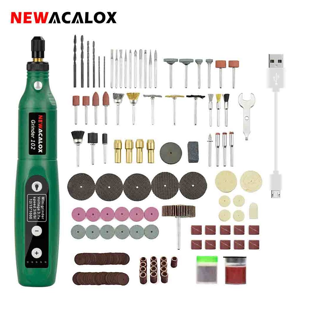 NEWACALOX USB Charging Variable Speed ​​Mini Grinding Machine Rotary Tools Kit Grinding Kit with 126pcs Engraving Accessories Set