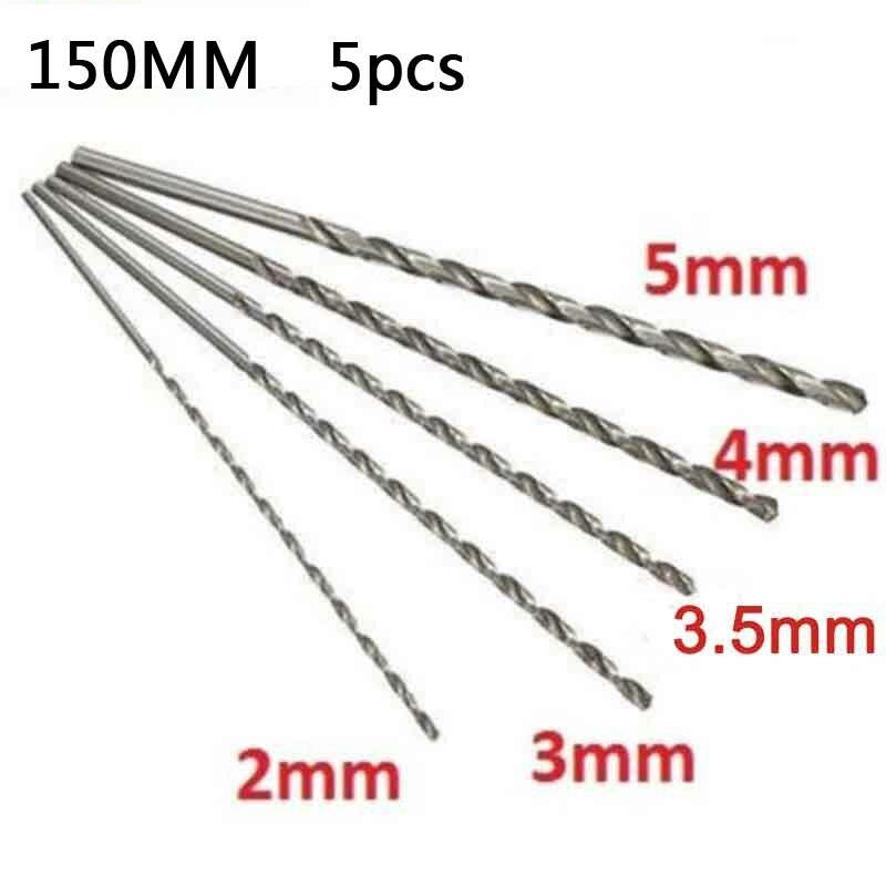 5pcs Extra Long HSS High Speed ​​Steel Drill Bit Set 2mm/3mm,3.5mm,4mm,5mm Bit Straight Shank Drill Bits for Electric Drills