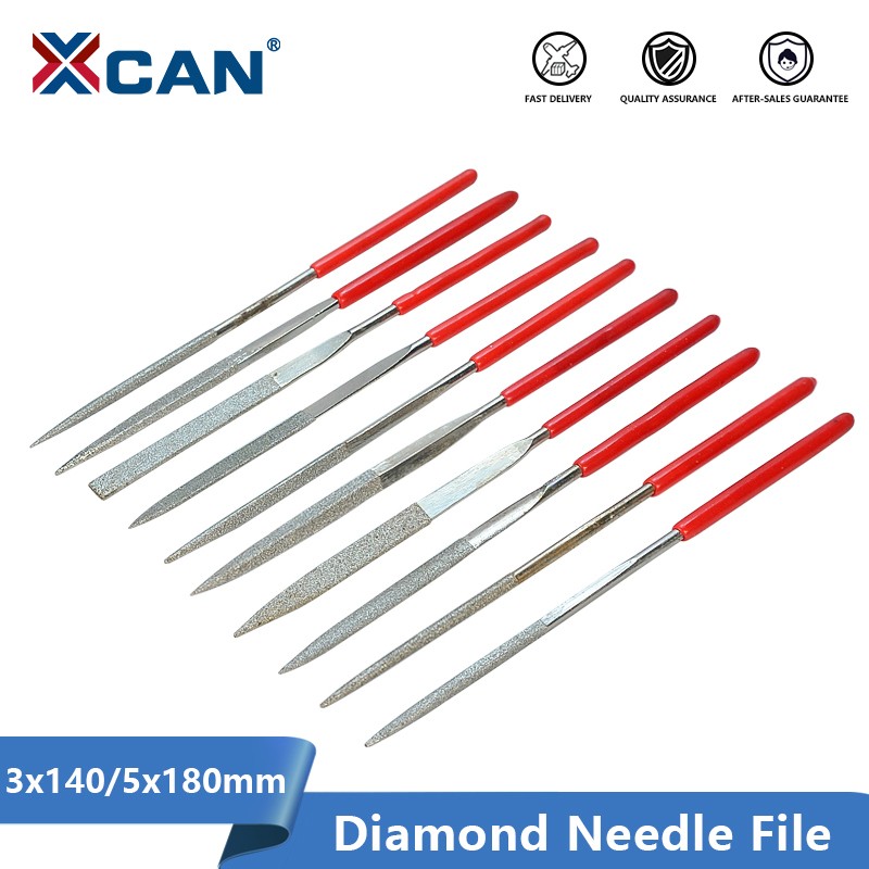 XCAN - Diamond File Set, 3 x 140mm 5 x 180mm, Small Needle for Stone, Glass, Metal, Hand Tools