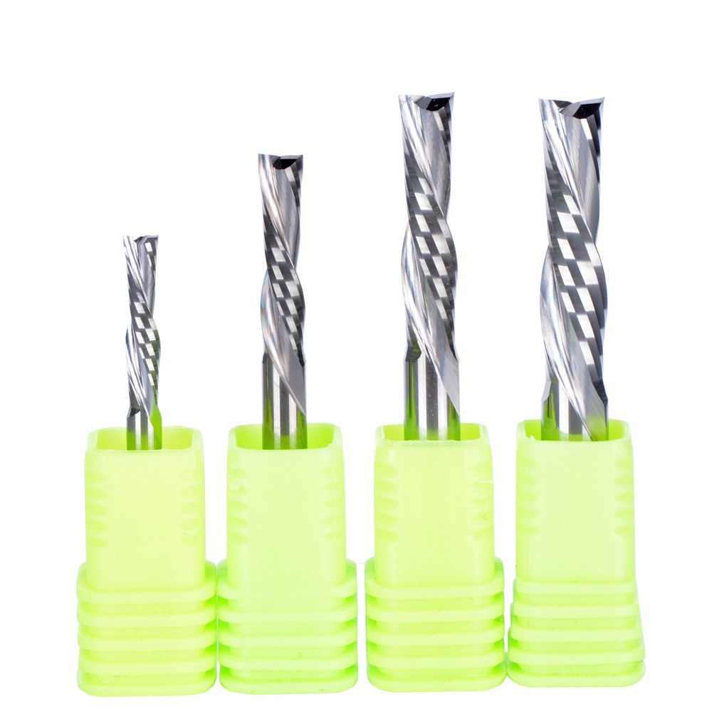 10pcs 3.175/4/5/6mm 3A top quality left-handed 2 spiral flute bits, bottom cut carbide endmill, left-handed spiral cutter