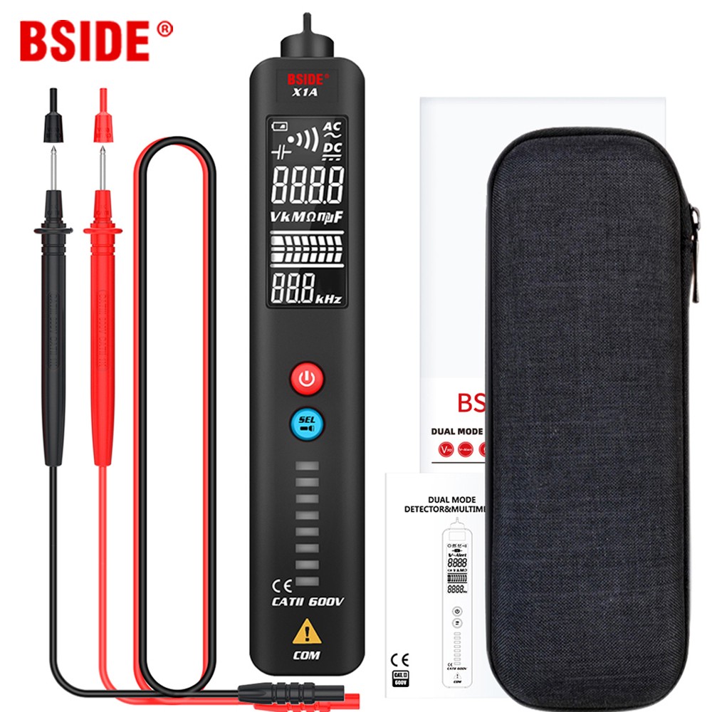 BSIDE Digital Multimeter Pen Multimeter Intelligent DC Voltmeter AC Voltage Meter Auto Voltage Impedance Capacitance Continuity Tester NCV Hz