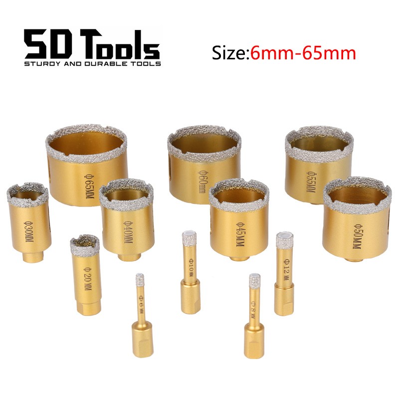 M10 Thread Vacuum Brazed Dry Diamond Drill Core Bits Ceramic Hole Saw Granite Marble Porcelain Brick Drill Bit Tools 1pc