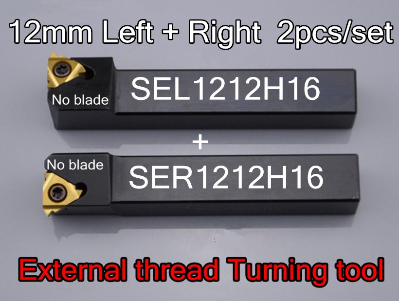 12mm SER1212H16 + SEL1212H16 2pcs/set CNC External Threading Tool Free Shipping