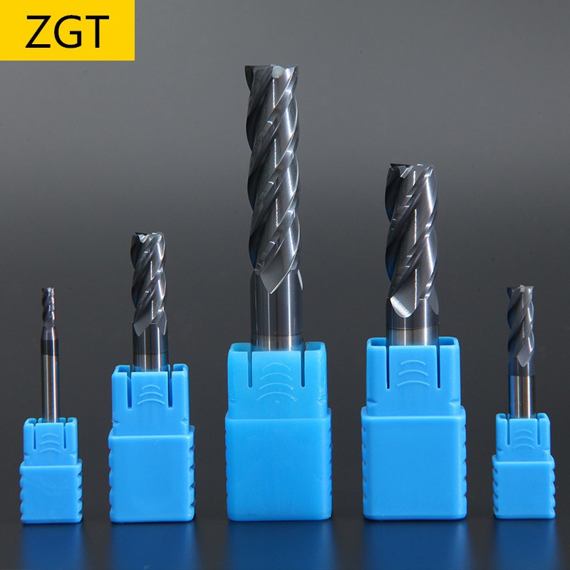 ZGT Endmills Alloy Tungsten Carbide Steel Milling Cutter End Mill HRC50 4 Flute 4mm 6mm 8mm 10mm 12mm Metal Cutter Metallurgy Tools