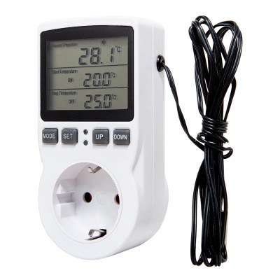 Digital temperature controller, EU socket, thermostat with timer, sensor, thermocouple probe