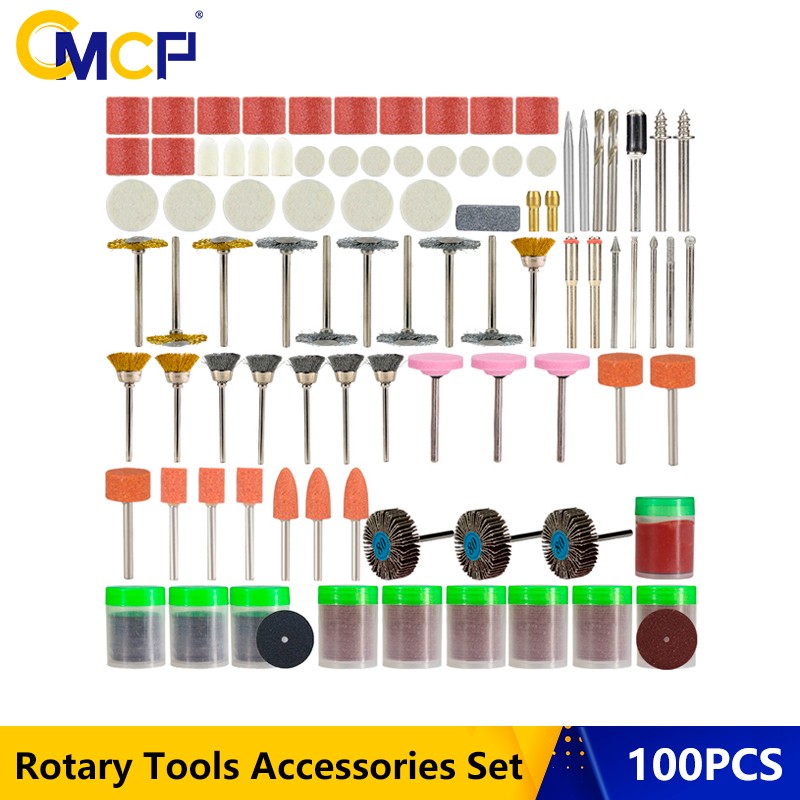 CMCP 100 قطعة أداة جلخ الروتاري اكسسوارات مجموعة الكهربائية مثقاب صغير بت عدة ل دريمل الرملي تلميع قطع النقش أداة