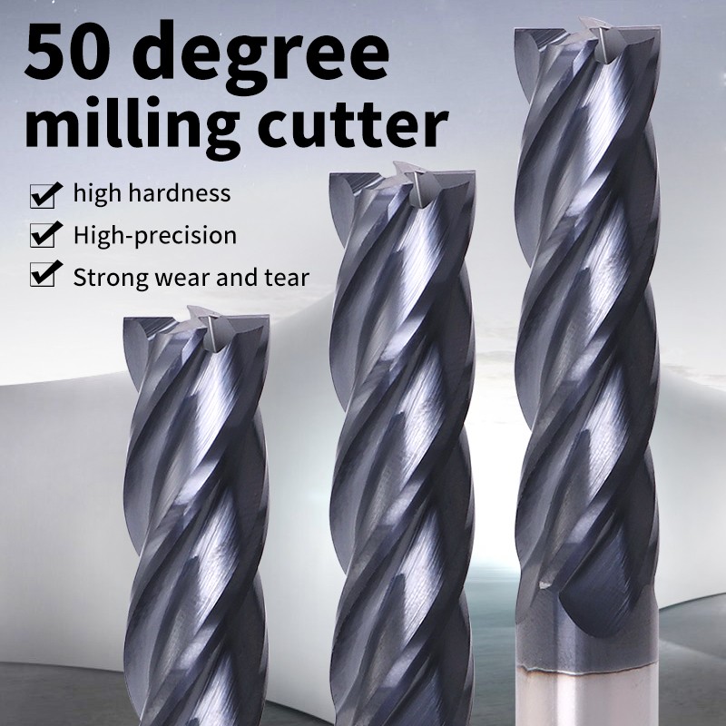 Endmill Cutting HRC50 4 Flute 4mm 5mm 6mm 8mm 12mm Metal Alloy Carbide Milling Tungsten Steel Milling Cutter End Mill Tools