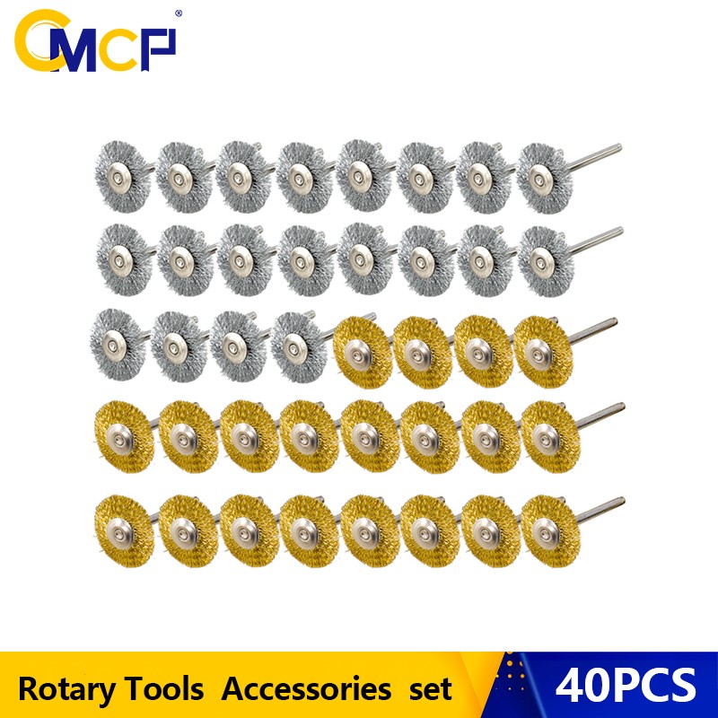 CMCP الصلب فرشاة سلك القرص 40 قطعة إطارات لامعة معدنية القرص لأداة دوارة دريمل