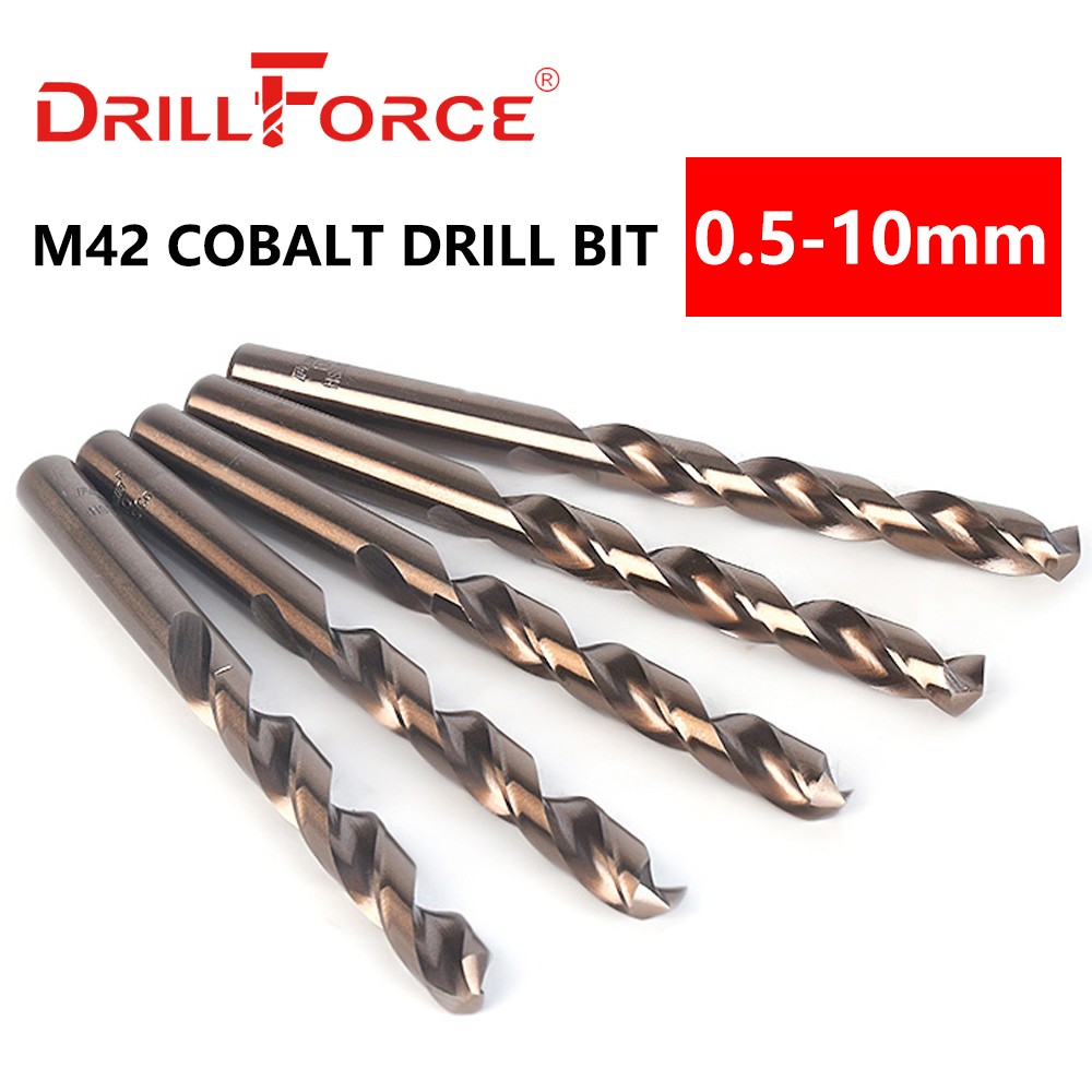 Drillforce Tools M42 Cobalt Drill Bit Set, HSS-CO Drill Set 0.5-10mm, Drilling on Hardened Steel, Cast Iron and Stainless Steel