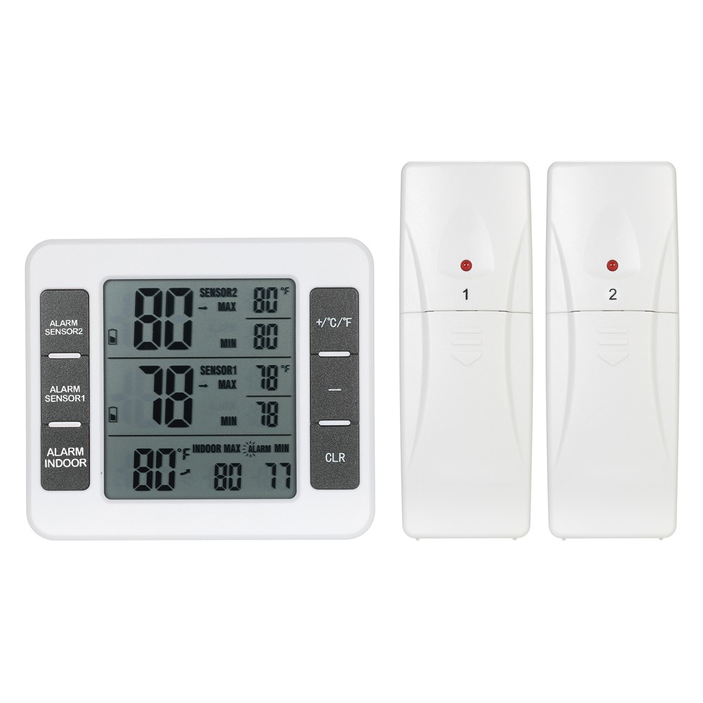 LCD Digital Thermometer Thermometer Weather Station Indoor Outdoor + Wireless Transmitter With C/F Max Min Value Display