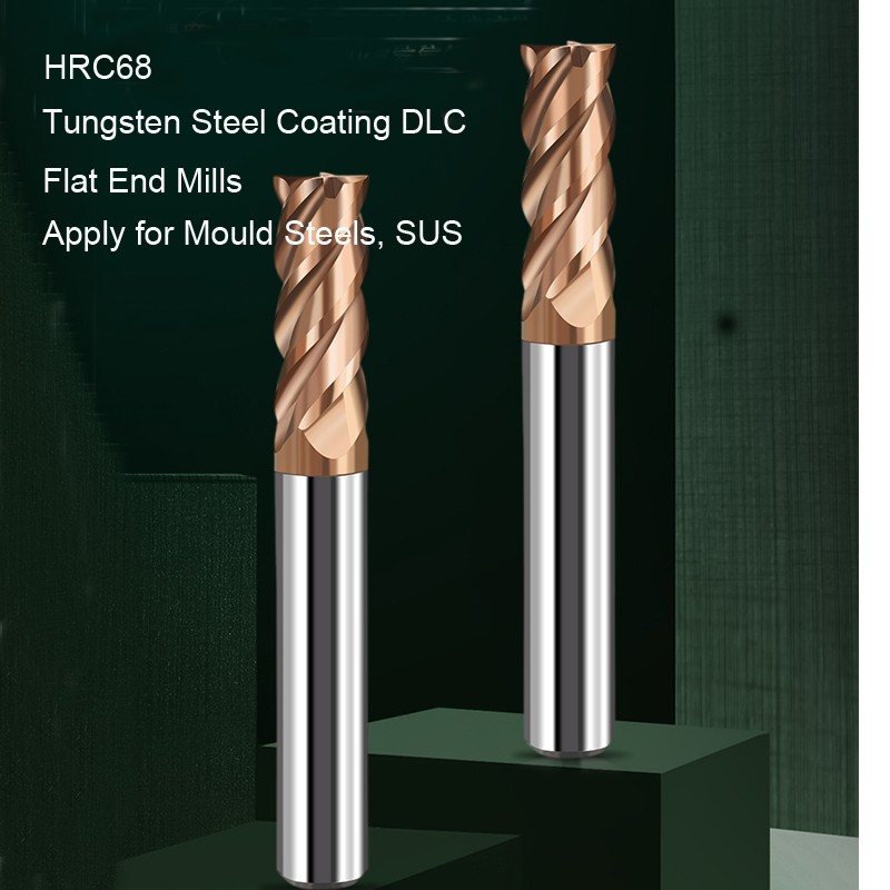 HRC68 Solid Carbide End Mills 4 Flute Tungsten Steel Coating DLC ​​Milling Notch Profiling Face Milling Cutter for SUS Die Steel