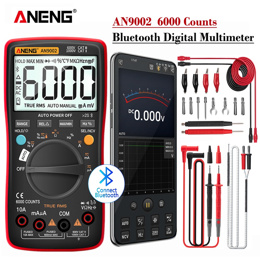 ANENG AN9002 Bluetooth Digital Multimeter 6000 Counts Professional Multimeter RMS AC/DC Voltage Tester Current Auto Range