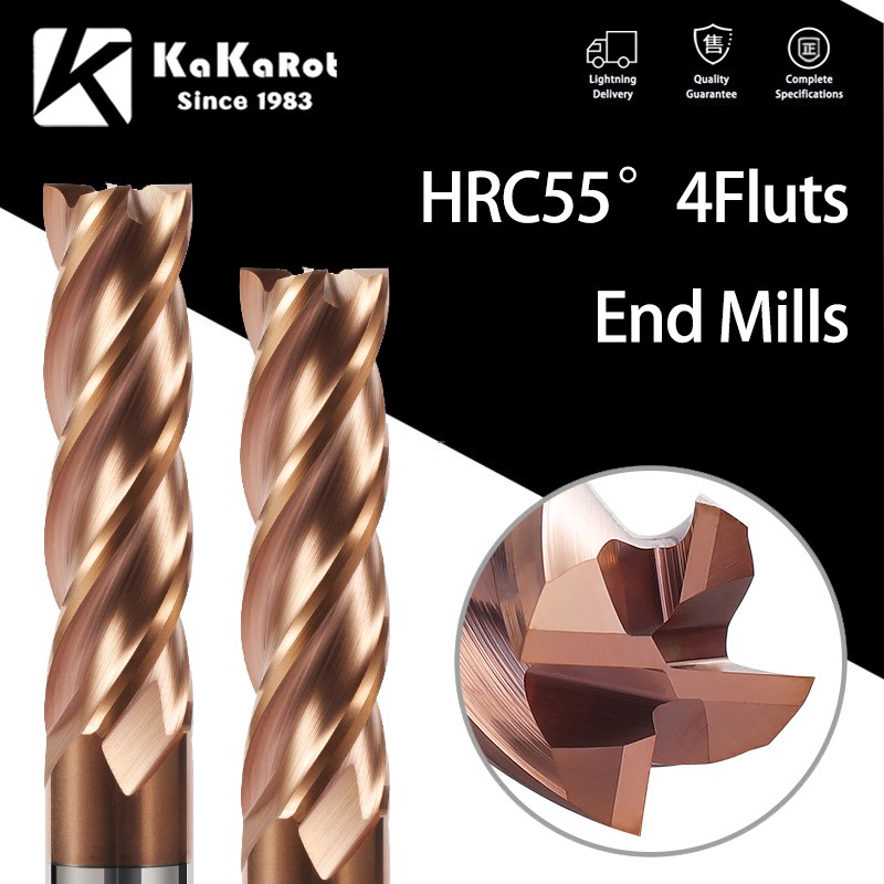 HRC55 كربيد نهاية مطحنة 1 2 4 5 6 8 10 12 مللي متر 4Flutes قاطعة المطحنة قطع الحديد القاطع CNC ماتشينج CNC EndMill قاطعة المطحنة