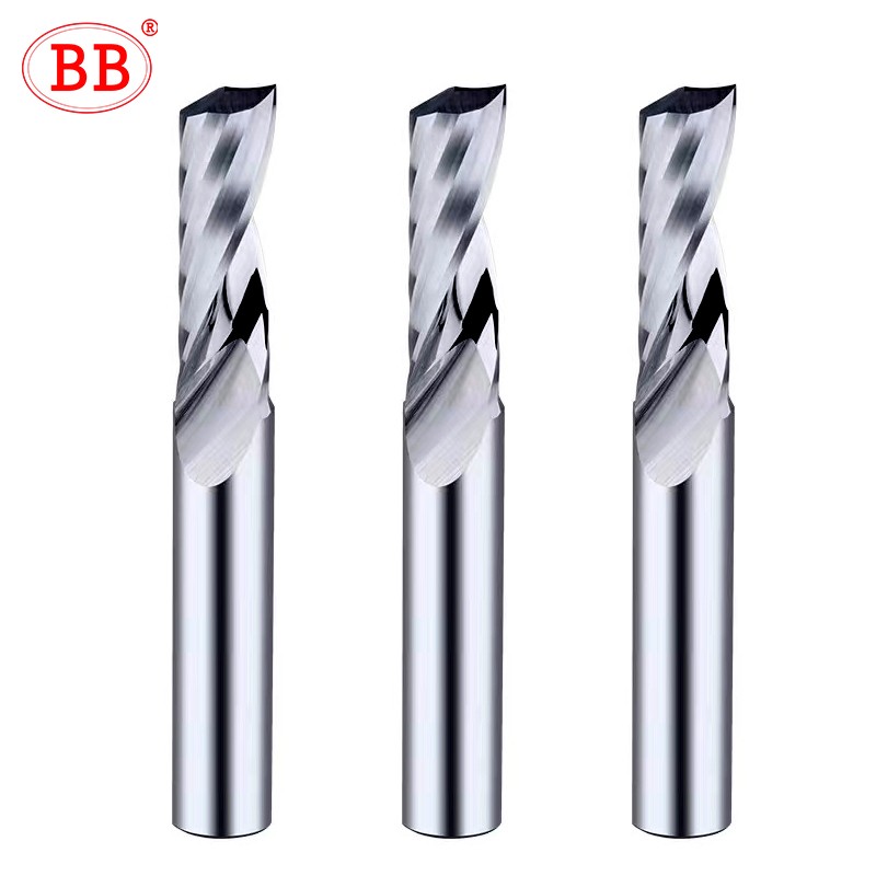 BB Single Single Flute Spiral Carbide Milling Cutter CNC 3D Engraving Router Bit Acrylic PVC Wood MDF Aluminum 3.175/4/6/8/10/12