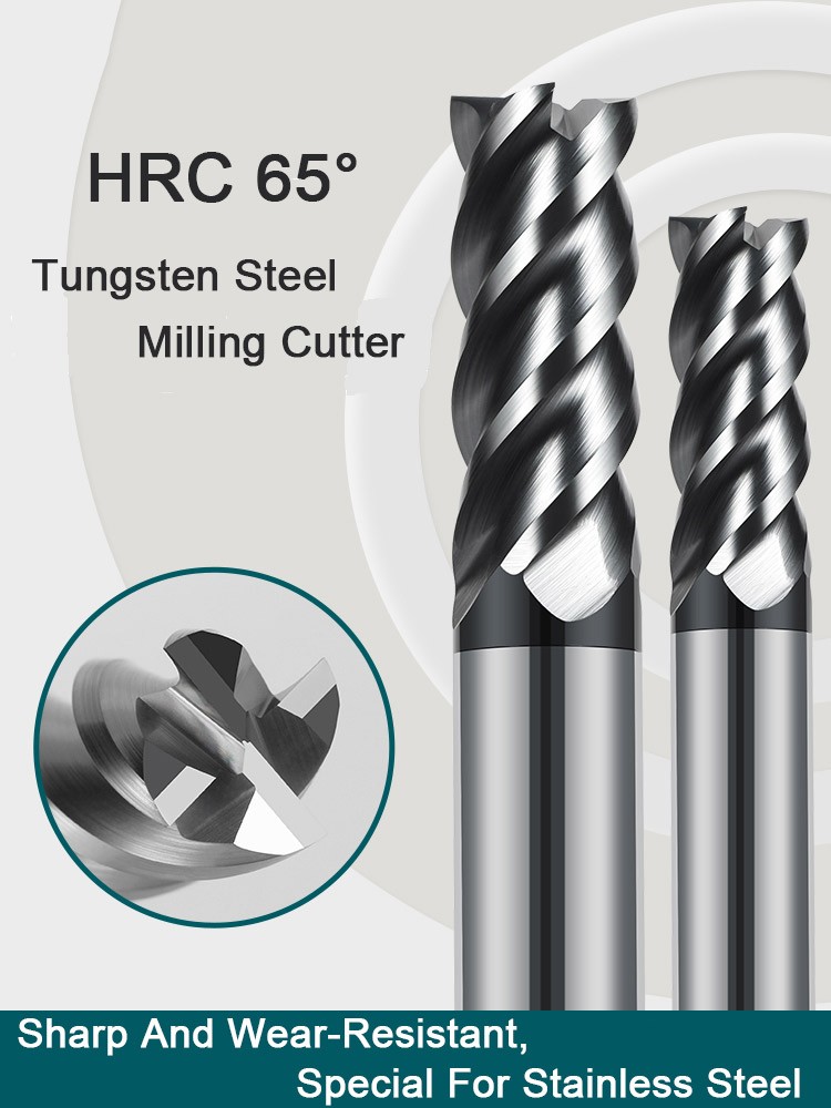 Carbide Milling Cutter 4 Flute Harden Tungsten Alloy Steel Face End Mill Lengthening 16mm 150mm Computer Tools Stainless Special HRC 65