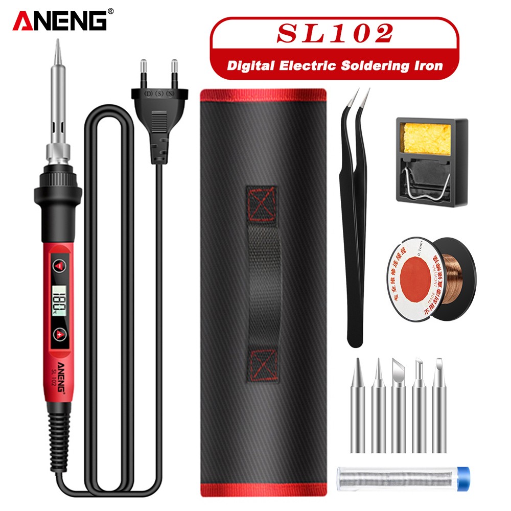 ANENG SL102 Electric Soldering Iron US/EU Plug Adjustable Temperature 220V Digital Display Portable Electric Soldering Tool