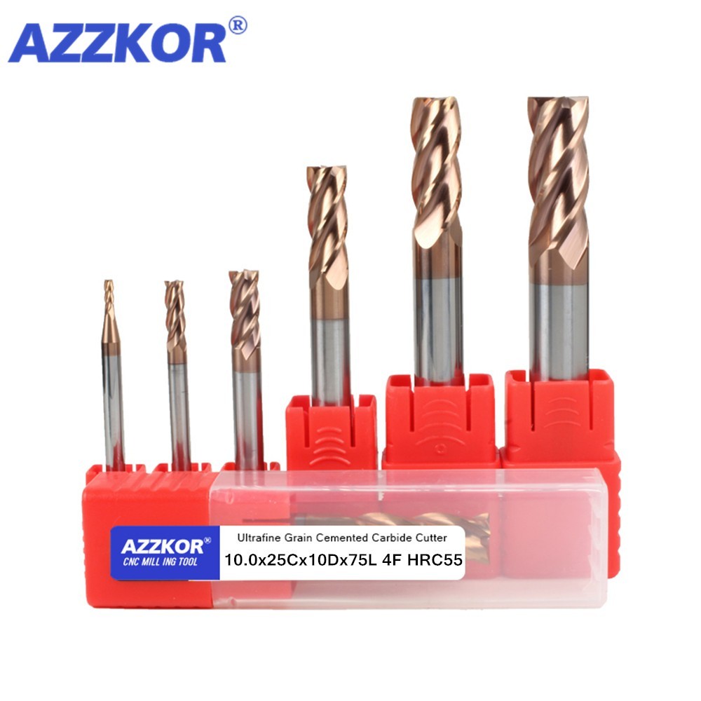 Milling Cutter Alloy Coating Tungsten Steel CNC Tool Maching Hrc55 Endmill azkor Top Milling Cutter Kit Milling Machine Tools