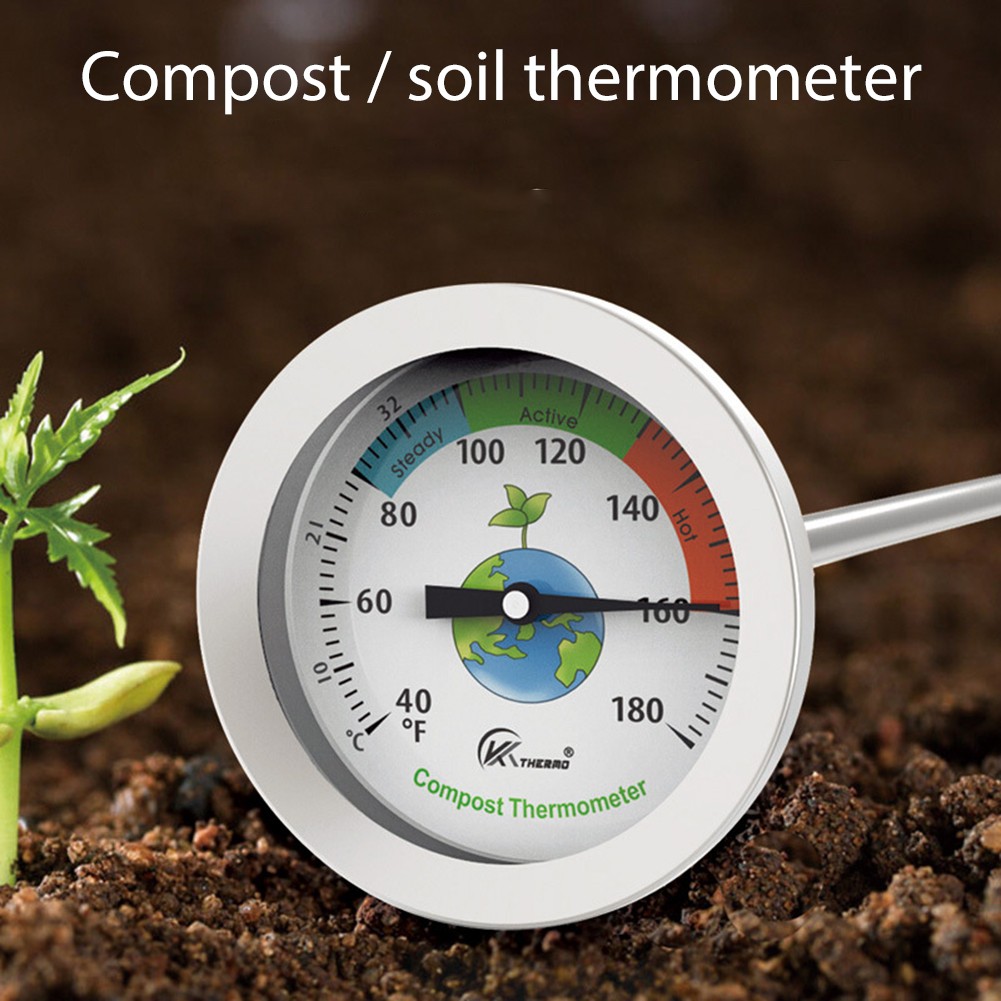 50cm Compost Soil Thermometer Probe Temperature Measurement Tester Meter Plant Thermometer Temperature Monitoring Garden Tool