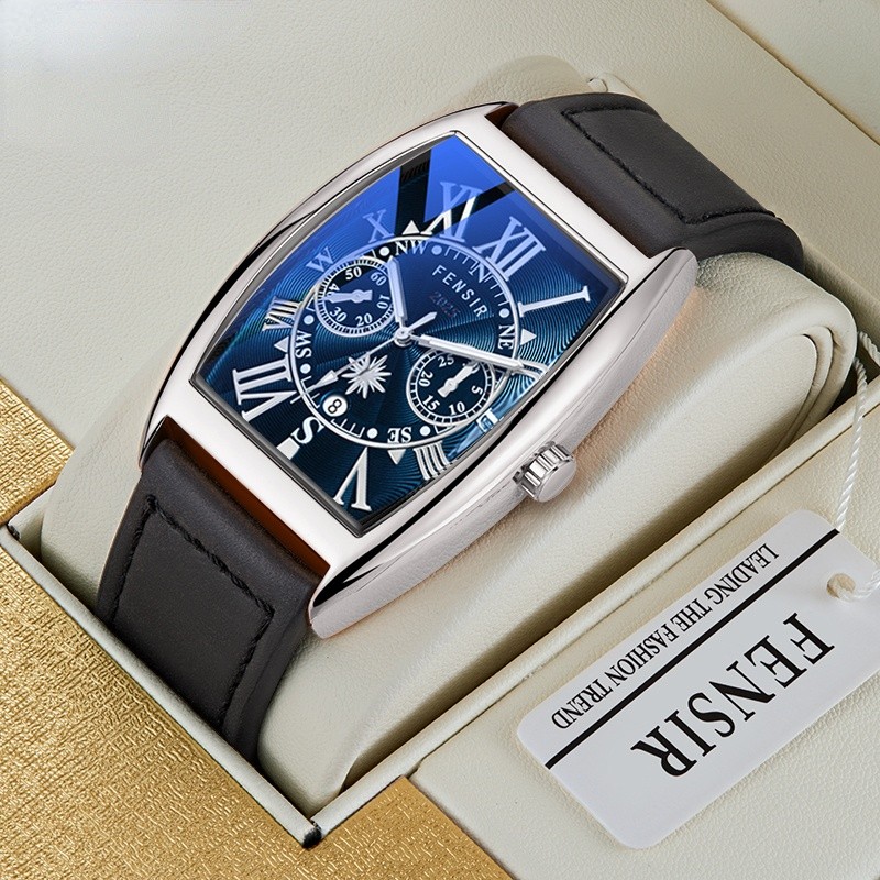 Men's Quartz Black Leather Straps Luxury Fashion Watch