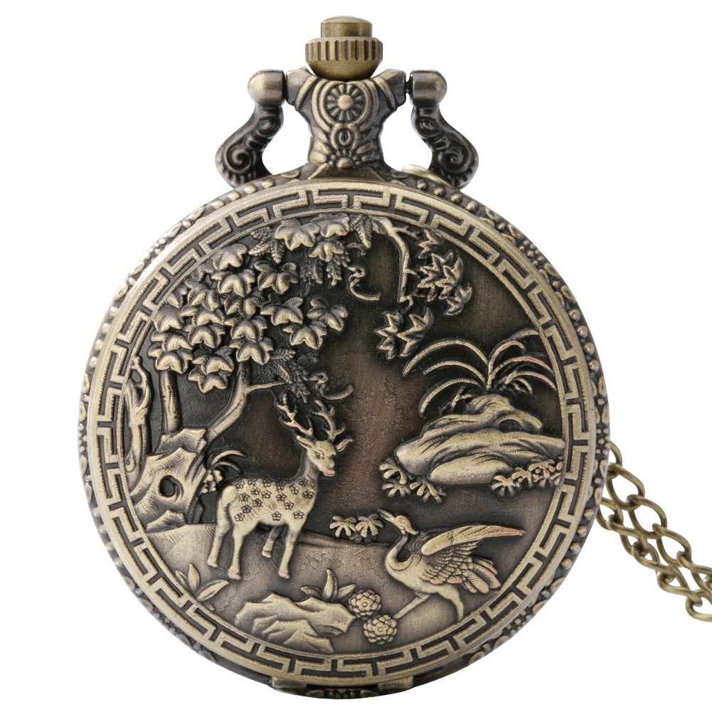 Men's Hollow Out Retro Quartz Chain Pocket Watch Personality Wildlife Style Valentine's Day Valentine's Day Gift