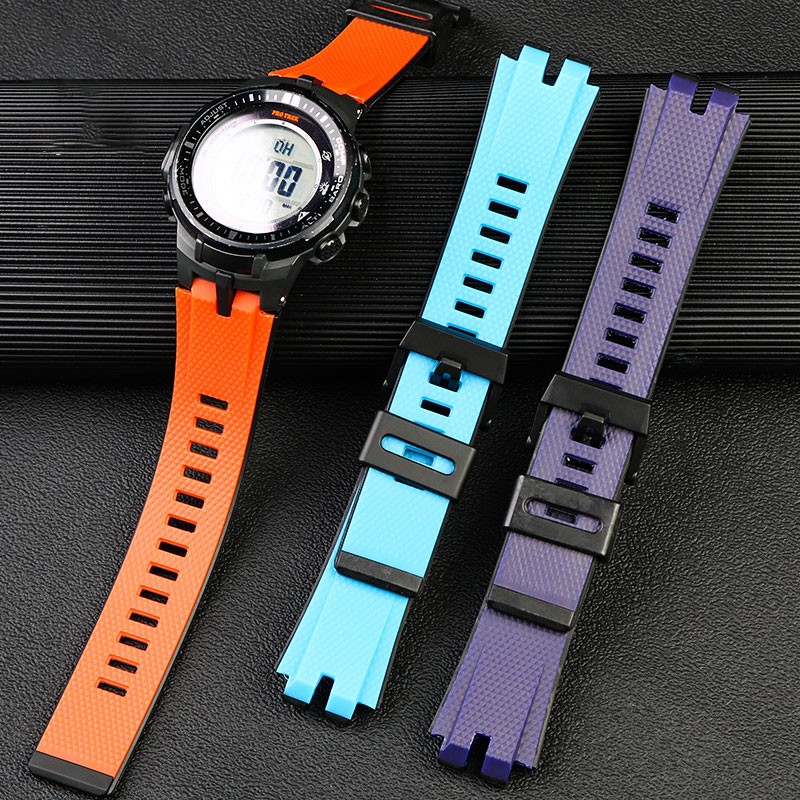 silicone watch strap for casio PROTREK series prw-3000\3100\6000\6100y resin silicone watch strap with waterproof soft strap