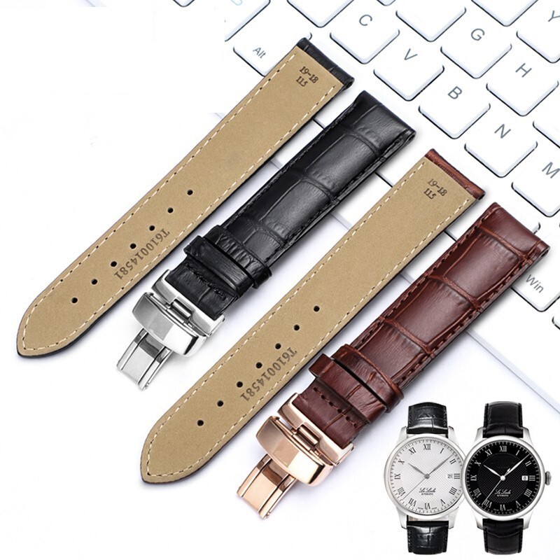 19mm 20mm 21mm 22mm Genuine Leather Watch Band For Tissot T035 Lilock T063 T41 Curved End Handmade Watch Strap Butterfly Buckle