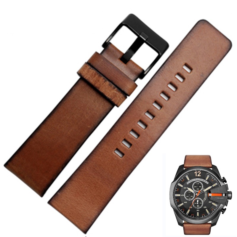 Retro genuine leather watchband for diesel DZ4343 DZ4323 DZ7406 watch strap vintage Italian leather 22mm 24mm 26mm men bracelet