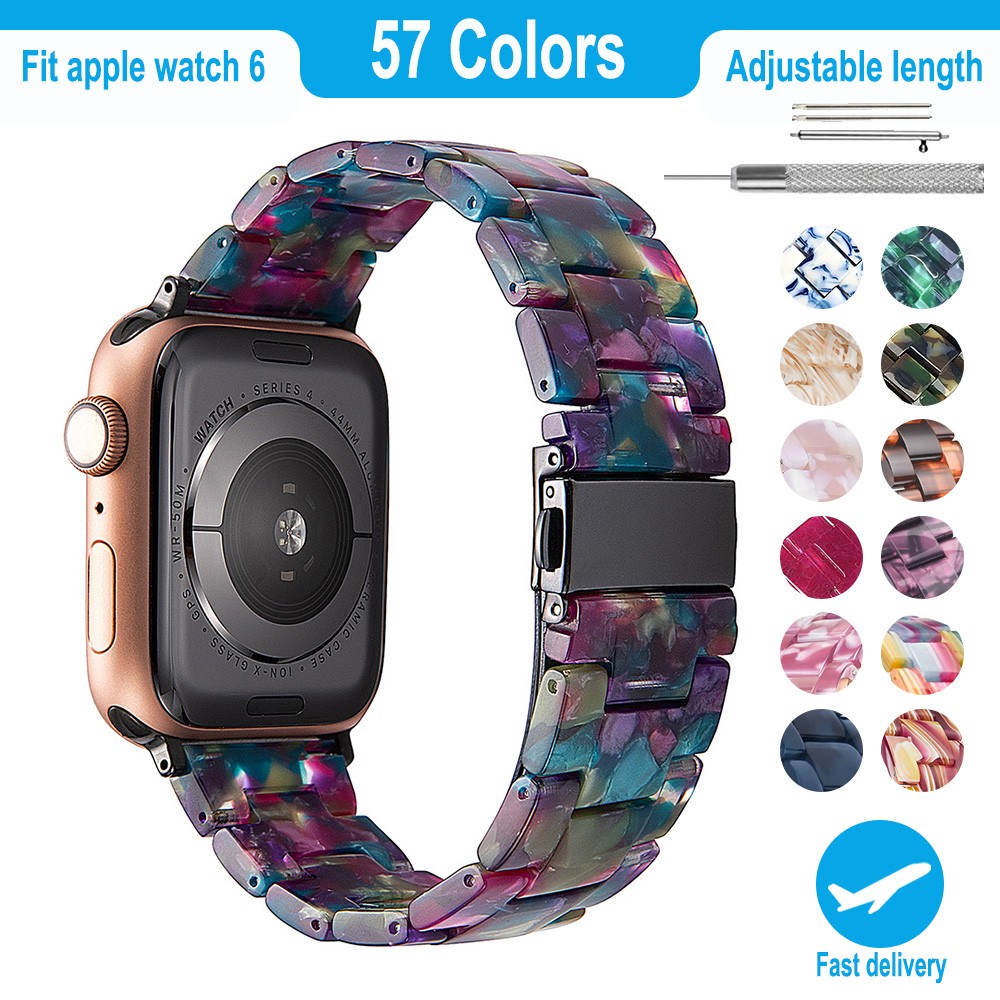 resin watches for apple watch 7 6 5 band 44mm iwatch 42mm series 4 3 2 wrist strap accessories loop 40mm replacement bracelet