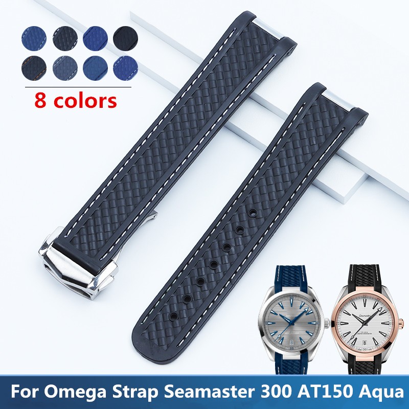 20mm Silicone Watch Rubber Band for Omega Watchband Seamaster 300 AT150 Aqua Terra Ultra Light 8900 Steel Buckle Watchband Bracelets