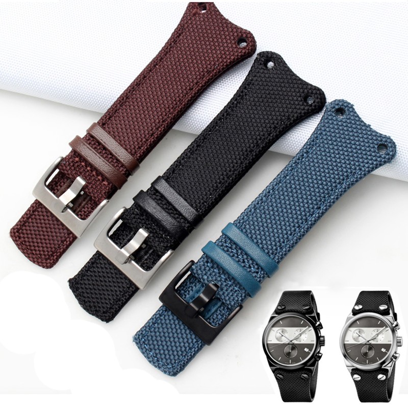 Nylon+Leather Watchband Thickened Canvas Strap For K4b381b6 K4b381b3 K4B384B6 Waterproof Wristband Watch Band 30mm Black With Tool