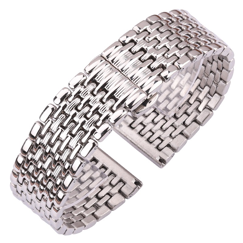 Stainless Steel Watch Band Bracelet Women Men 16mm 18mm 20mm 22mm Silver Straight End Watchband Strap Watch Accessories