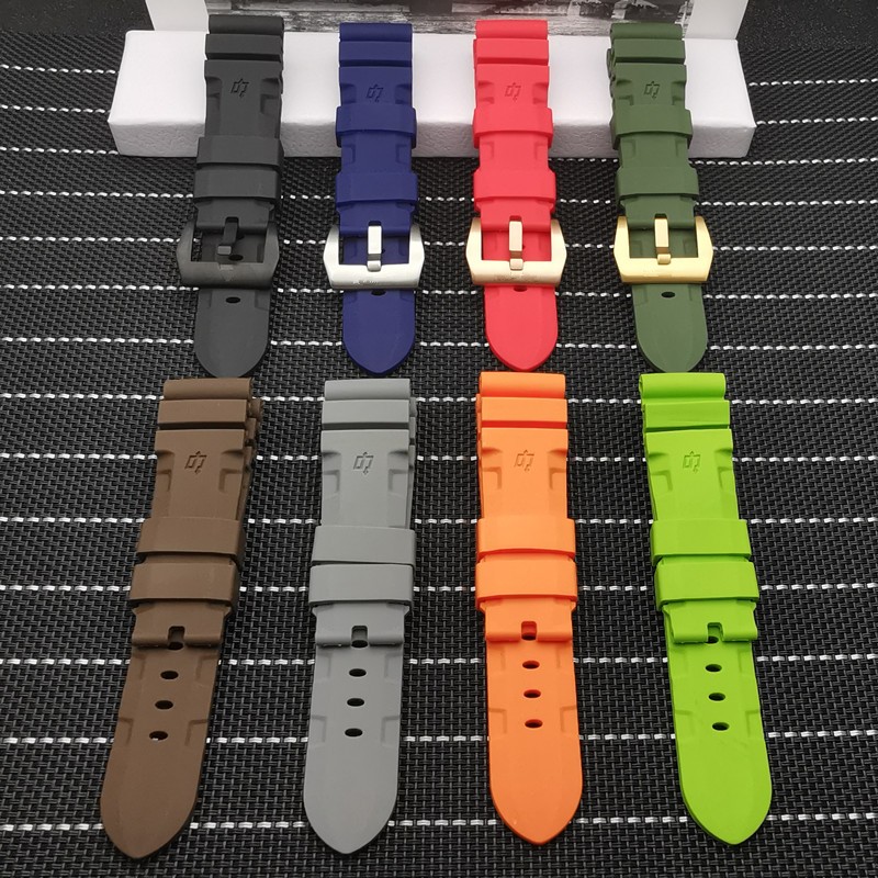 24mm 26mm Waterproof Silicone Rubber Watchband Replacement for Panerai Strap for Panerai Submersible Radiomir Sport Rubber Strap