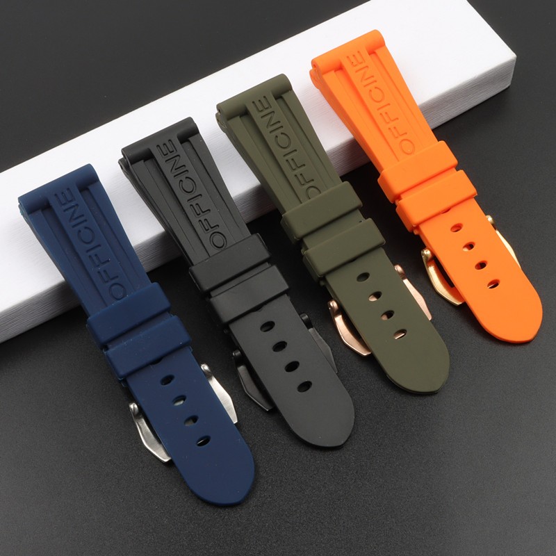 26mm Black Blue Orange Green Silicone Rubber Watchband Replacement for Panerai Strap Pin Buckle Waterproof Watch Accessories