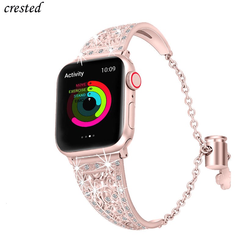 Diamond strap for Apple watch band 44mm 40mm 45mm 41mm 38mm 42mm stainless steel watchband bracelet iwatch series 7 6 5 SE 3 4