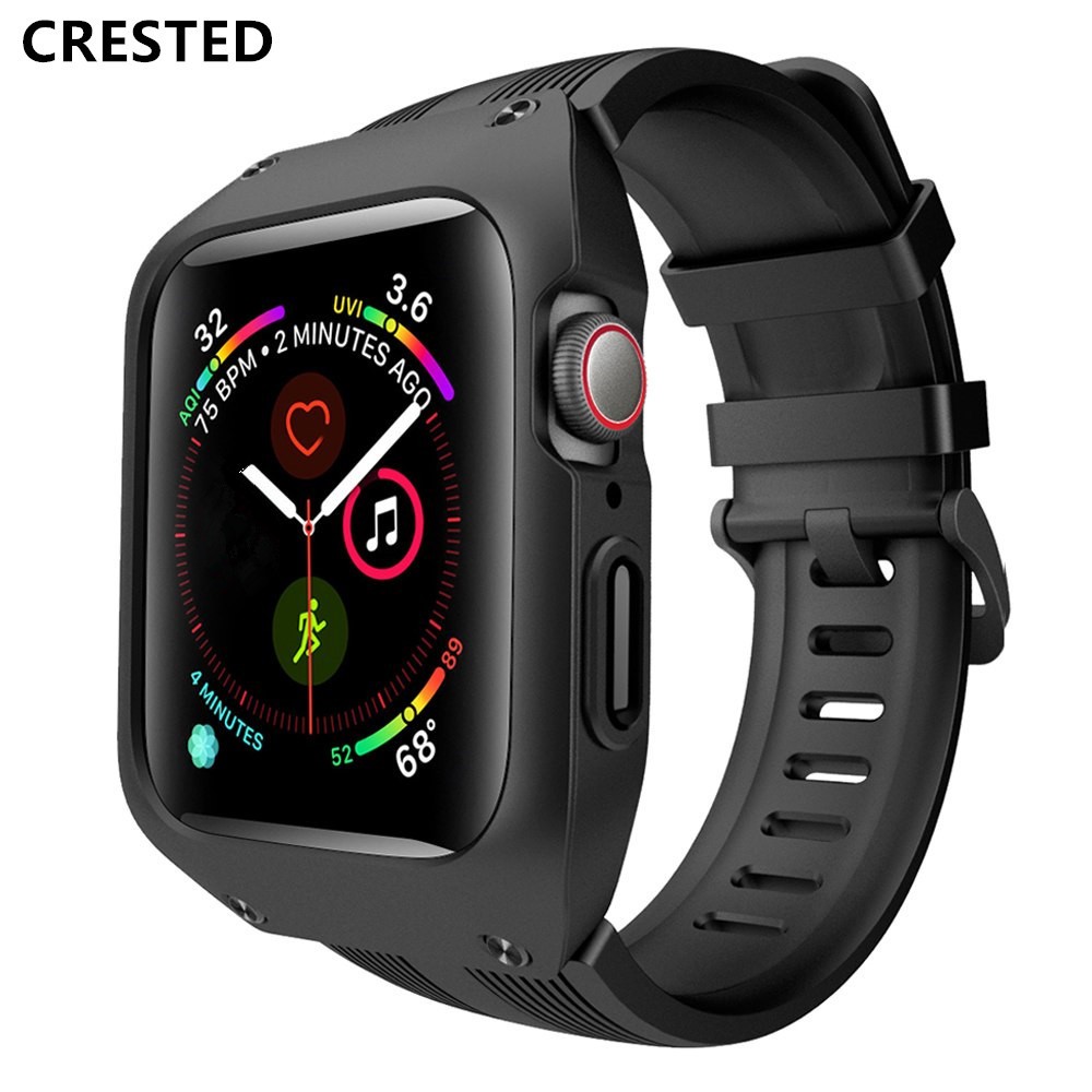 waterproof strap + case for apple watch band 44mm 40mm pulseira correa bracelet apple watch 5 4 3 SE 6