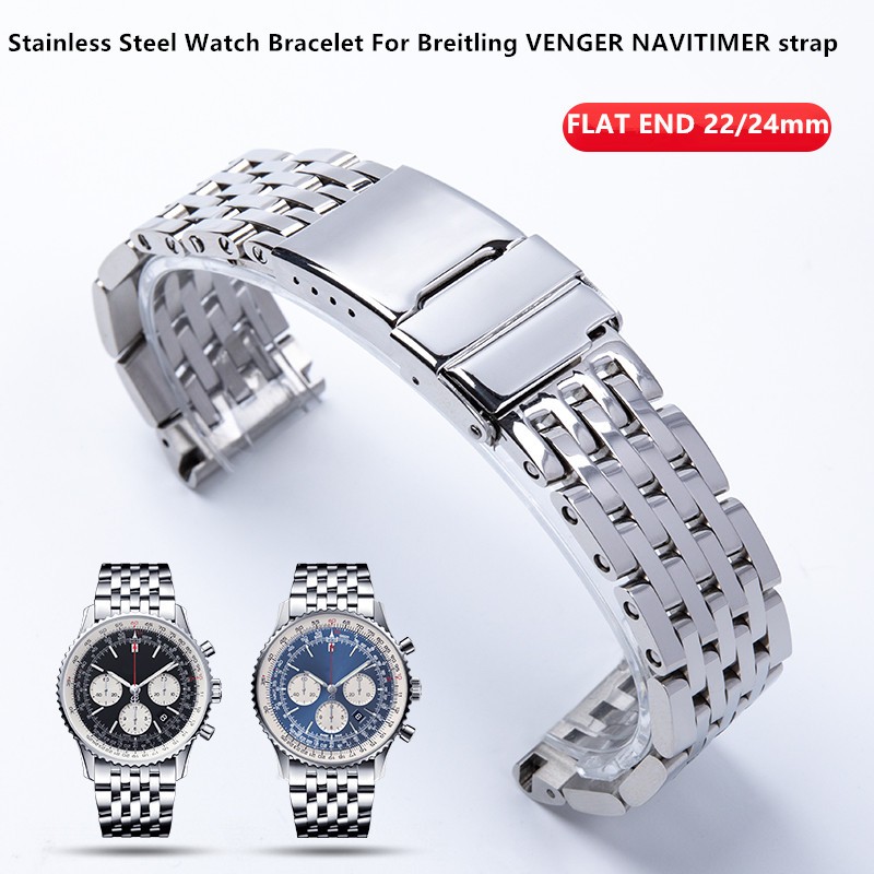 22mm 24mm Quality Stainless Steel Watchband Bracelet for Breitling Strap Watch Band for Avenger Bentley Bentley Strap Logo