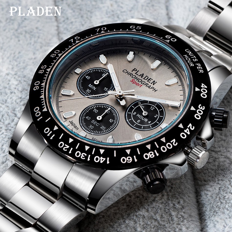 Bladen Watch New Fashion Men Business Chronograph Stainless Steel Quartz Watches Male Sport Luminous Diving Montre Homme 2022