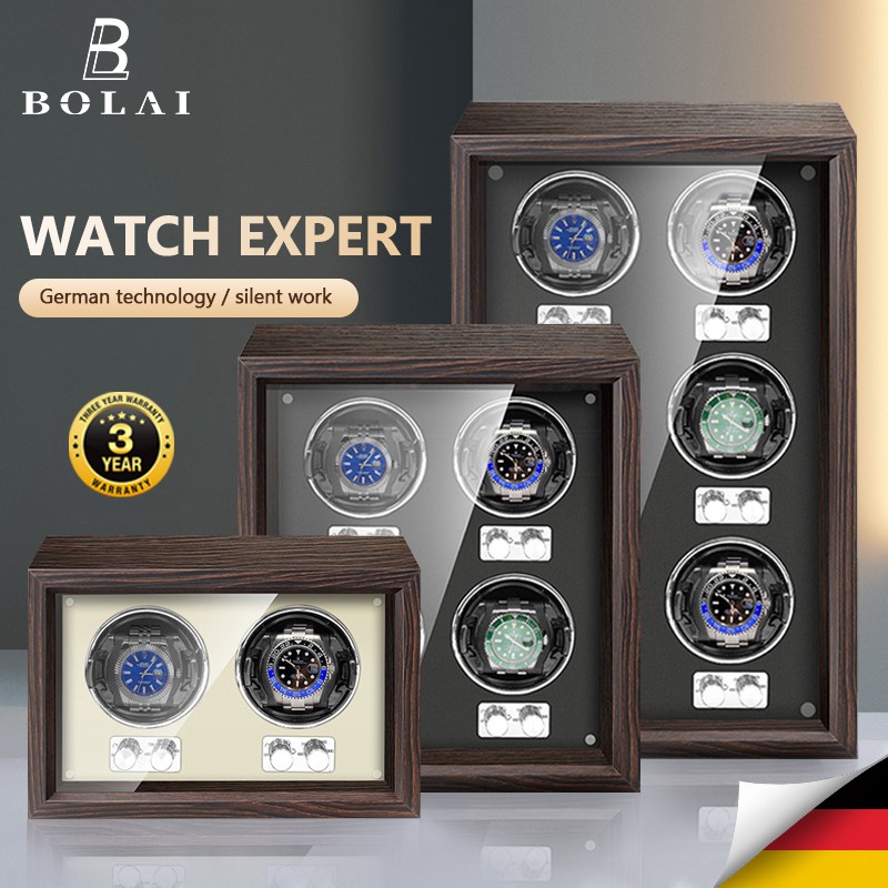 BOLAI luxury brand watch winder wood high-end 2 4 slot automatic watches box with Mabuchi motor watch cabinet watch storage box